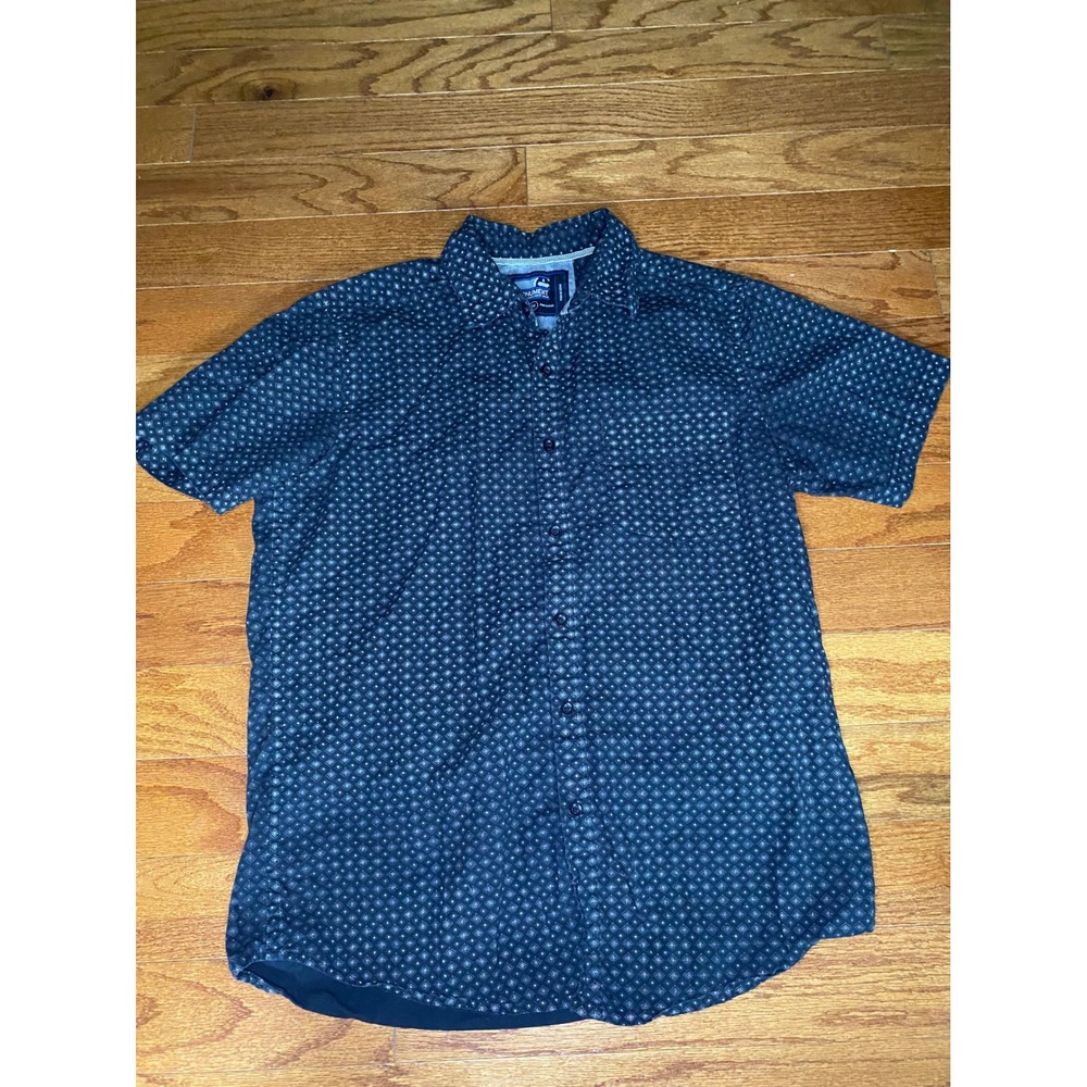Monument Black Patterned‎ Button Down Short Sleeved Shirt Size Medium